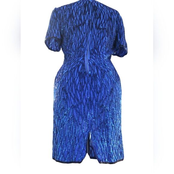 Vintage Ste'nay Blue silk sequined midi dress - Picture 7 of 8